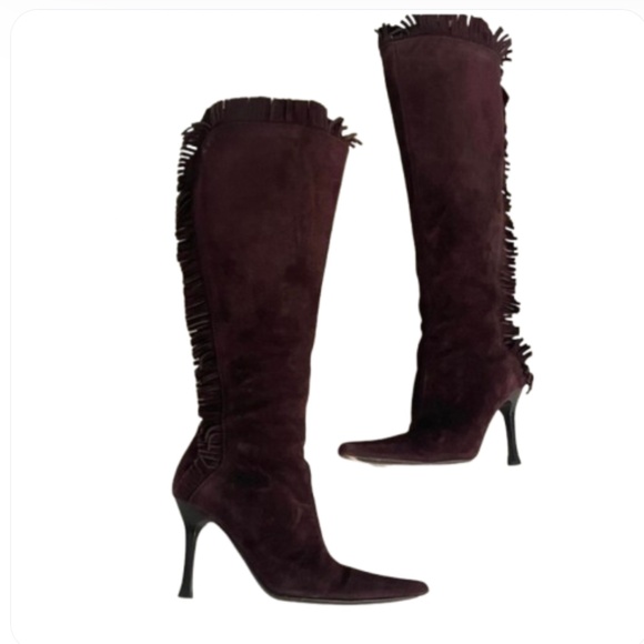 ST. JOHN Suede leather fringe boots - Picture 7 of 17